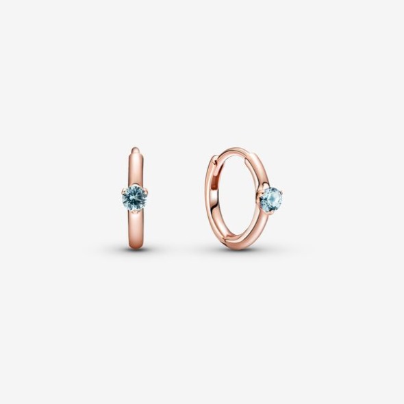 Cercei Huggie Hoop Solitaire Albastru Deschis Pandora România
